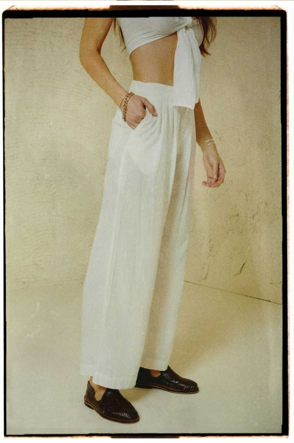 Vintage Linen Blend Wide Leg Pant - Off White Cheap - Image 2