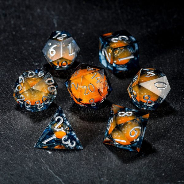 Orange Sand Liquid Core Resin DnD D&D Dice Set Hot on Sale - Image 5