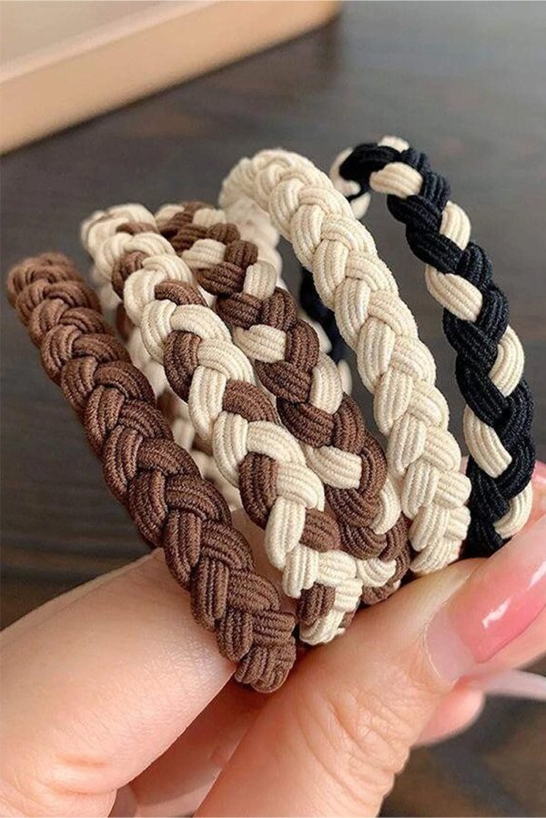 Khaki 5Pcs Braided Elastic Hairband | PRE ORDER Discount