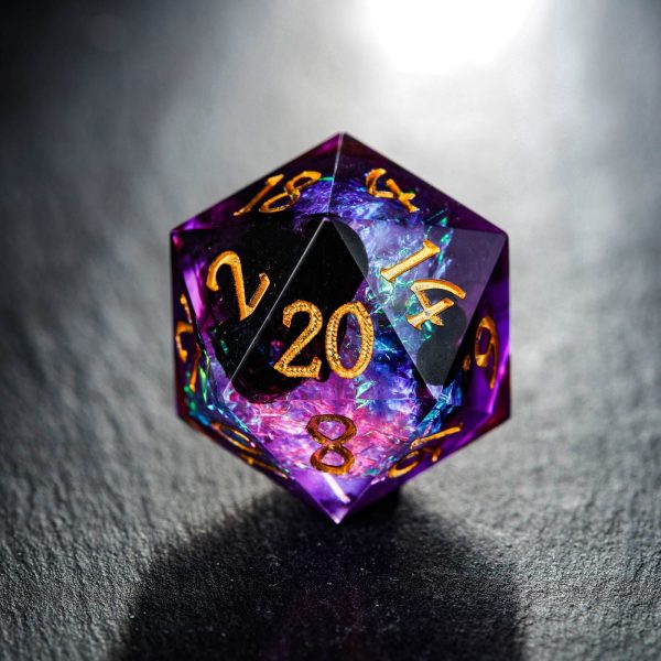 Purple Glitter Galaxy DnD D&D Resin Dice Set Sale - Image 2