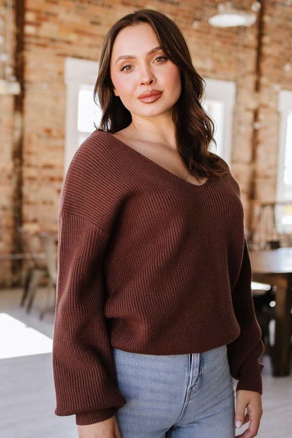 SALE - Annalise Lantern Sleeve Bow Knot Sweater For Cheap - Image 5