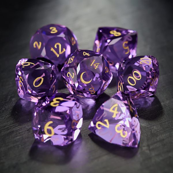 Multifaceted Purple Glass Moon DnD D&D Dice Set Online Sale - Image 4