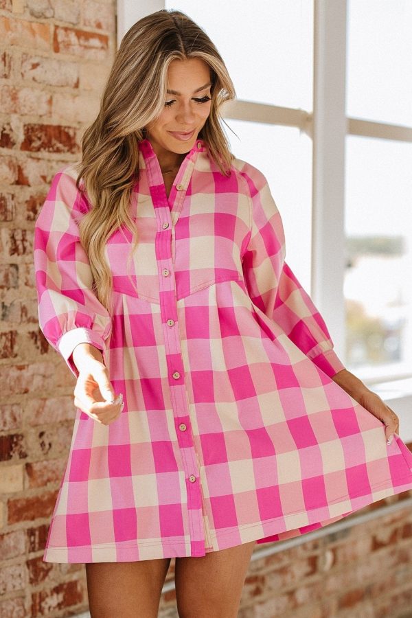 Viola Plaid Shirt Dress Online Hot Sale - Image 4