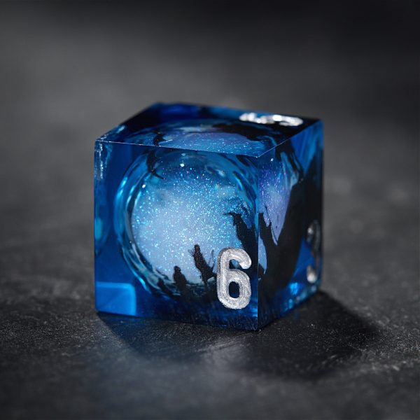 Fellowship of the Ring-inspired Blue Liquid Core Resin DnD D&D Dice Set Discount - Image 3