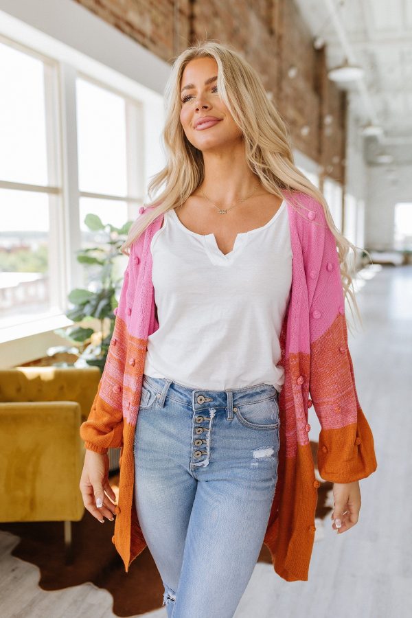 Angelica Pompom Color Block Cardigan | DROPSHIP Sale - Image 4