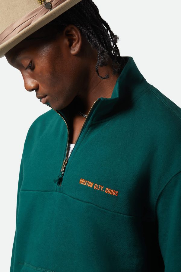Embroidered Heavyweight Oversized Half Zip - Deep Emerald Sale - Image 5