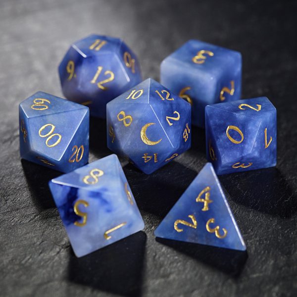 Blue Yooperlite UV Reactive Gemstone Moon DnD D&D Dice Set Hot on Sale - Image 4