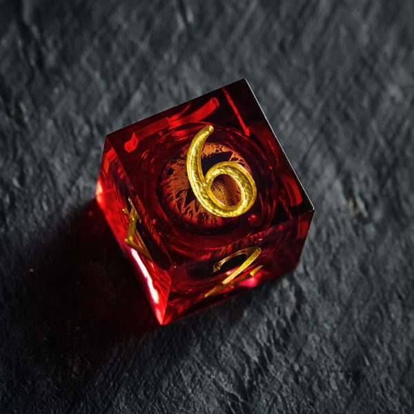Floating Red Pupil Dragon s Eye Liquid Core Resin Flying Dragon DnD D&D Dice Set Fashion - Image 3