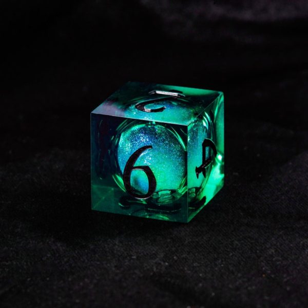 Green Liquid Core Resin Galaxy Dice Supernatural Anti-possession DnD D&D Dice Set Supply - Image 3