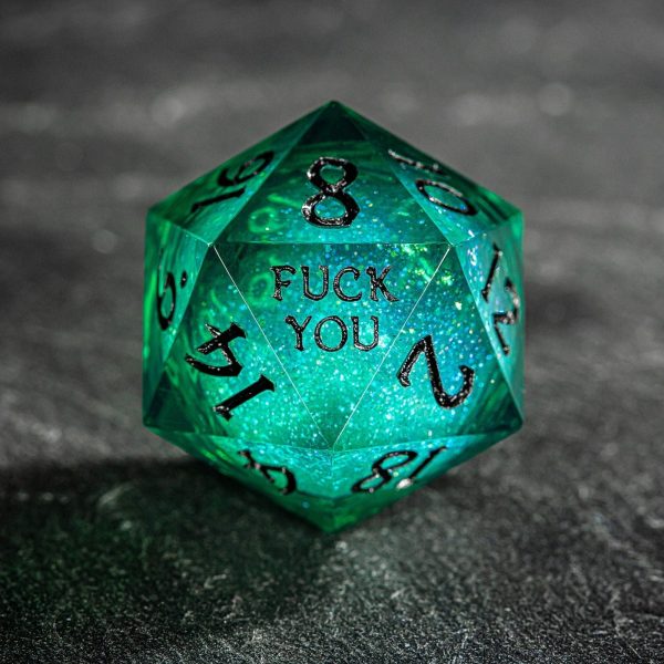 Green Liquid Core Resin Galaxy Dice F Word DnD D&D D20 Necklace Hot on Sale - Image 4