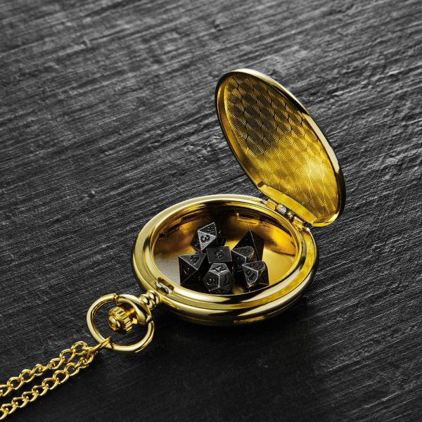 Micro Mini Metal DnD D&D Dice Set Golden Pocket Case Hot on Sale - Image 2