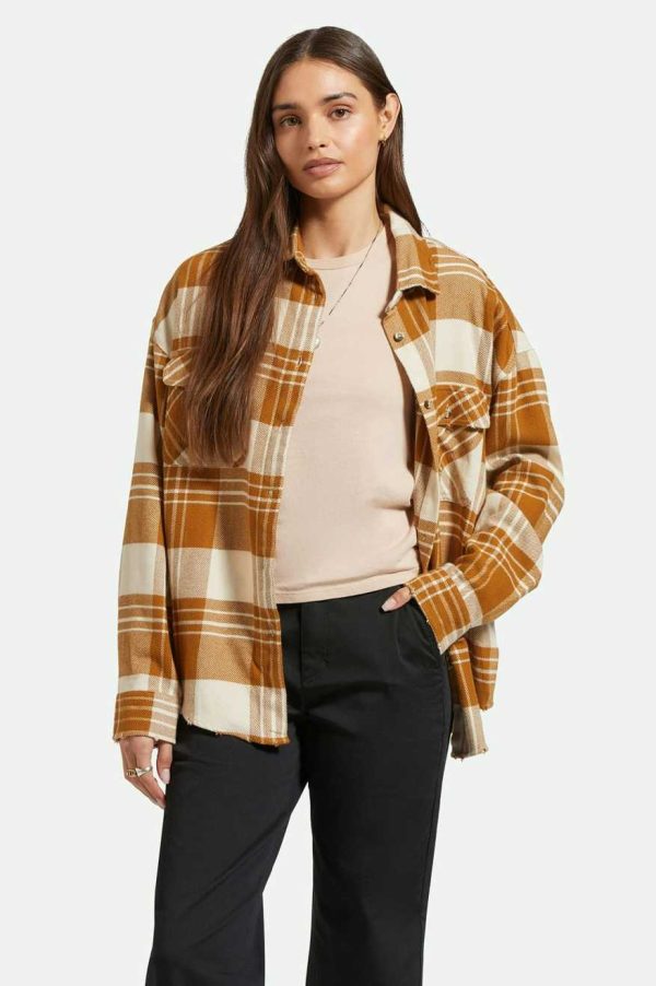 Bowery Women s Classic L S Flannel - Washed Copper Whitecap For Cheap