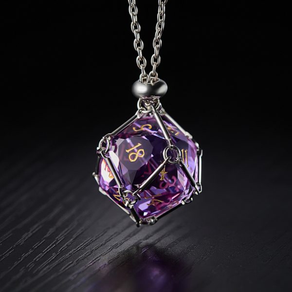 Multifaceted Purple Glass Moon DnD D&D Dice Set Online Sale - Image 2