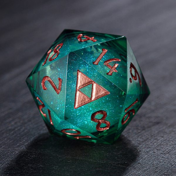 Green Liquid Core Resin Galaxy Dice All Zelda DnD D&D Dice Set For Sale - Image 2