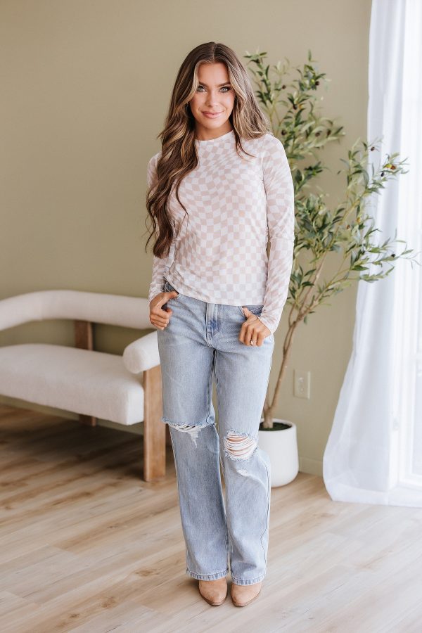 Rory Checkered Mesh Top For Sale - Image 4