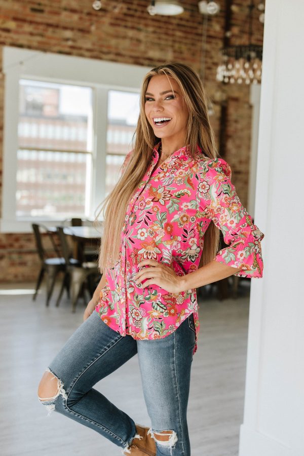 Sandy Boho Floral Print Blouse Discount - Image 4