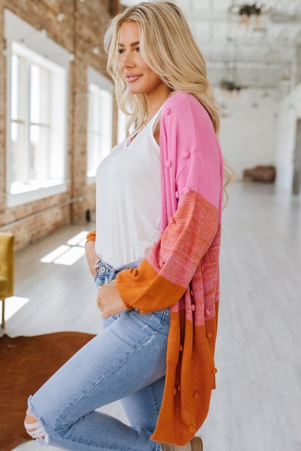 Angelica Pompom Color Block Cardigan | DROPSHIP Sale - Image 3