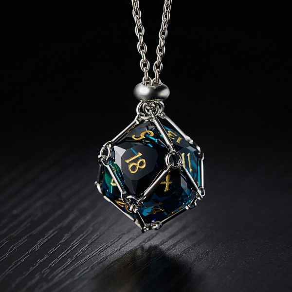 Multifaceted Dark Blue Glass Flying Dragon DnD D&D Dice Set Discount - Image 3