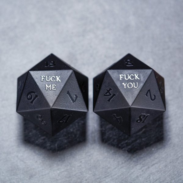 Raised Obsidian Gemstone F Word DnD D&D Dice Chonk D20 Hot on Sale