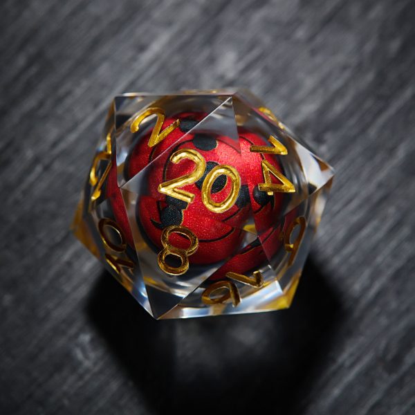 Floating Red Sharingan Eye Liquid Core Resin DnD D&D Dice Set Cheap - Image 2