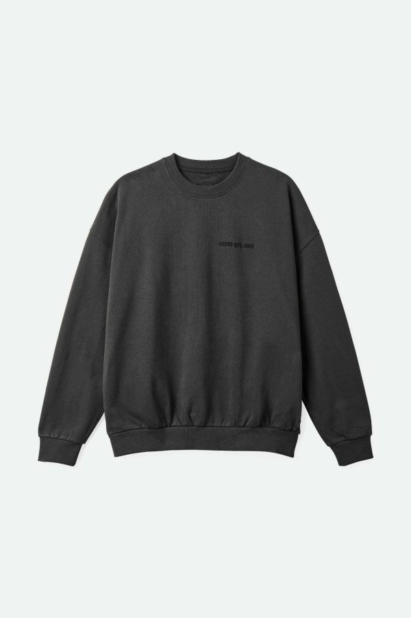 Embroidered Heavyweight Oversized Crew - Washed Black Fashion