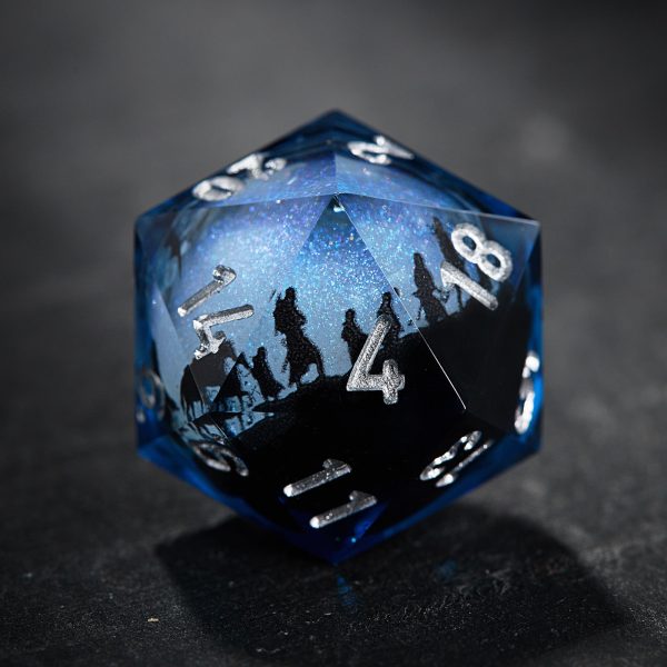 Fellowship of the Ring-inspired Blue Liquid Core Resin DnD D&D Dice Set Discount