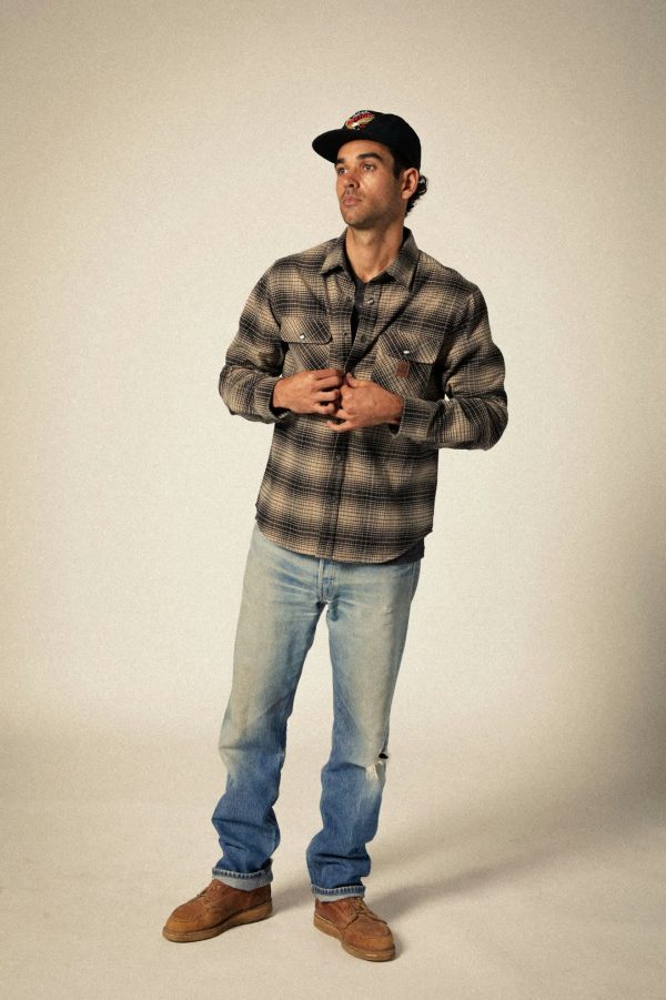 Builders Bowery Stretch Water Resistant L S Flannel - Black Cinder Grey Online - Image 3