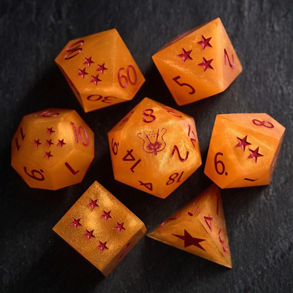 Design Inspired By Dragon Ball Orange Resin DnD D&D Dice Set Hot on Sale