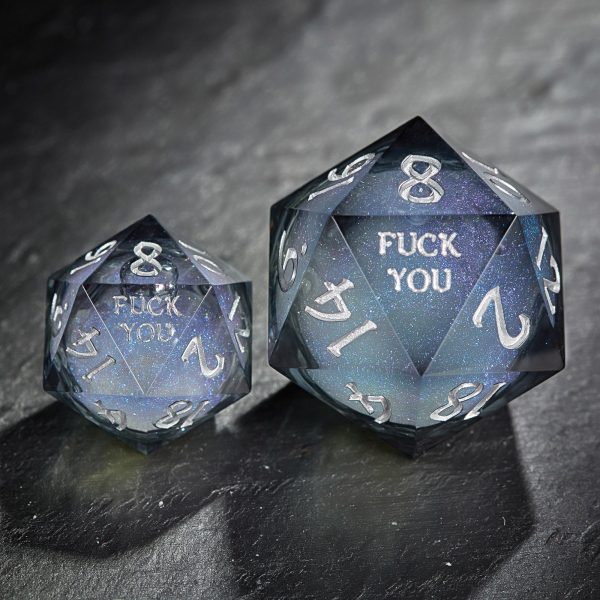 Grayish Blue Liquid Core Resin Galaxy Dice F Word DnD D&D Dice Set Online - Image 4