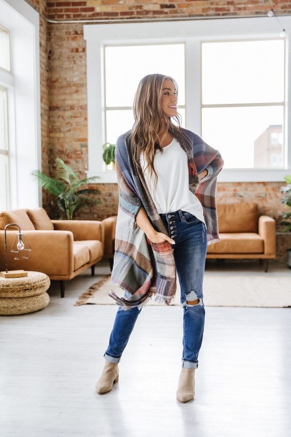 SALE - Cozy Plaid Kimono For Cheap - Image 5