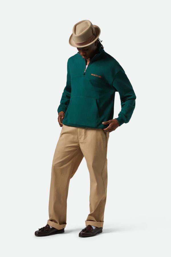 Embroidered Heavyweight Oversized Half Zip - Deep Emerald Sale - Image 2