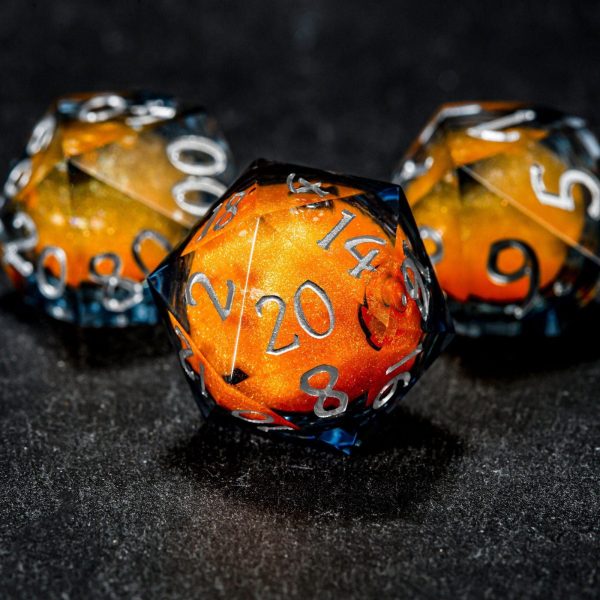 Orange Sand Liquid Core Resin DnD D&D Dice Set Hot on Sale