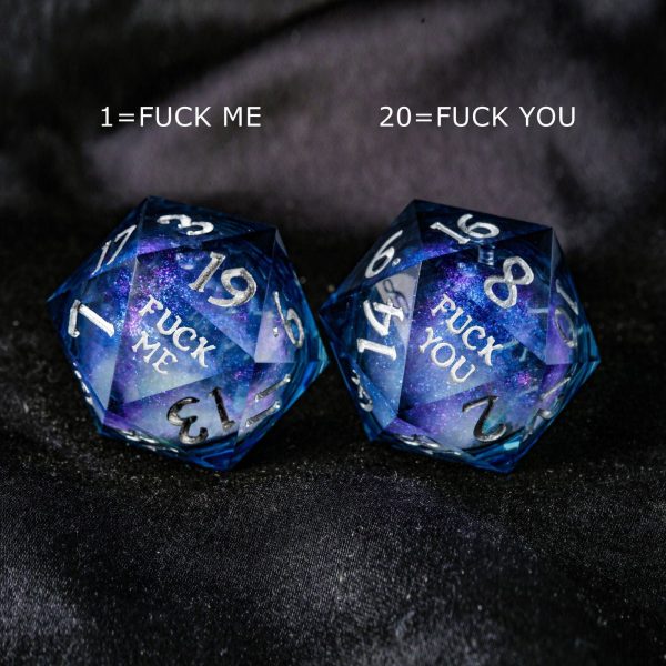 Dark Blue Liquid Core Resin Galaxy Dice F Word DnD D&D Dice Set Online now - Image 2