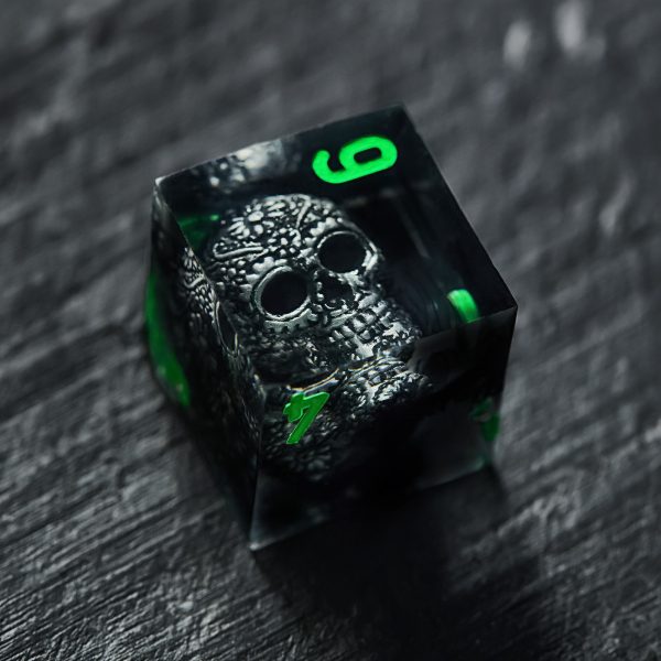 Black Smoky Skull Resin DnD D&D Dice Set For Discount - Image 3