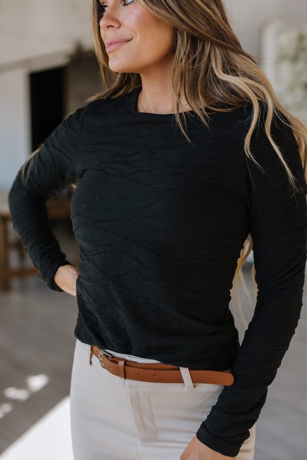 Kev Wavy Textured Long Sleeve Top Hot on Sale - Image 3