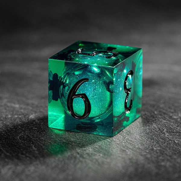 Green Liquid Core Resin Galaxy Dice F Word DnD D&D D20 Necklace Hot on Sale - Image 5