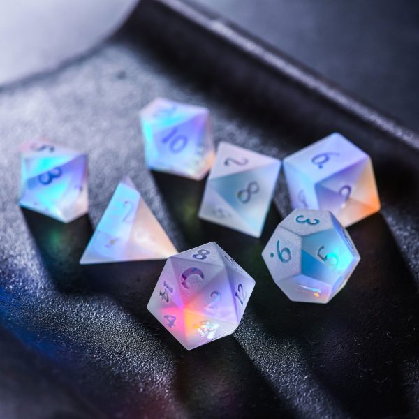 Raised Fantastic Glass Moon DnD D&D Dice Set Cheap
