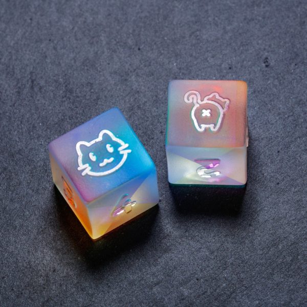 Raised Fantastic Glass Cat Butt DnD D&D Dice Set Fashion - Image 4