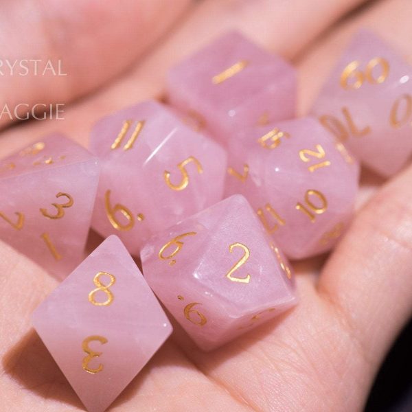 Rose Quartz Gemstone DnD D&D Dice Set Online Sale - Image 4