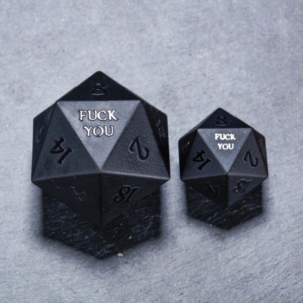Raised Obsidian Gemstone F Word DnD D&D Dice Chonk D20 Hot on Sale - Image 5