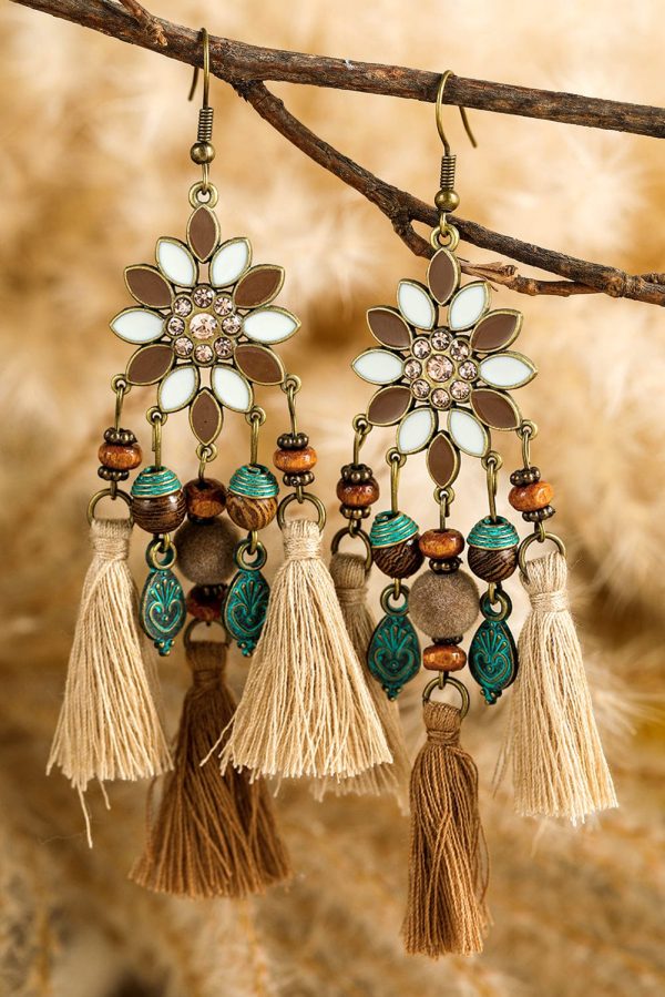 Chestnut Boho Bead Dangle Earrings Supply - Image 3
