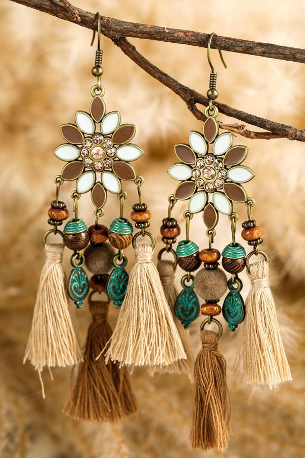Chestnut Boho Bead Dangle Earrings Supply - Image 4