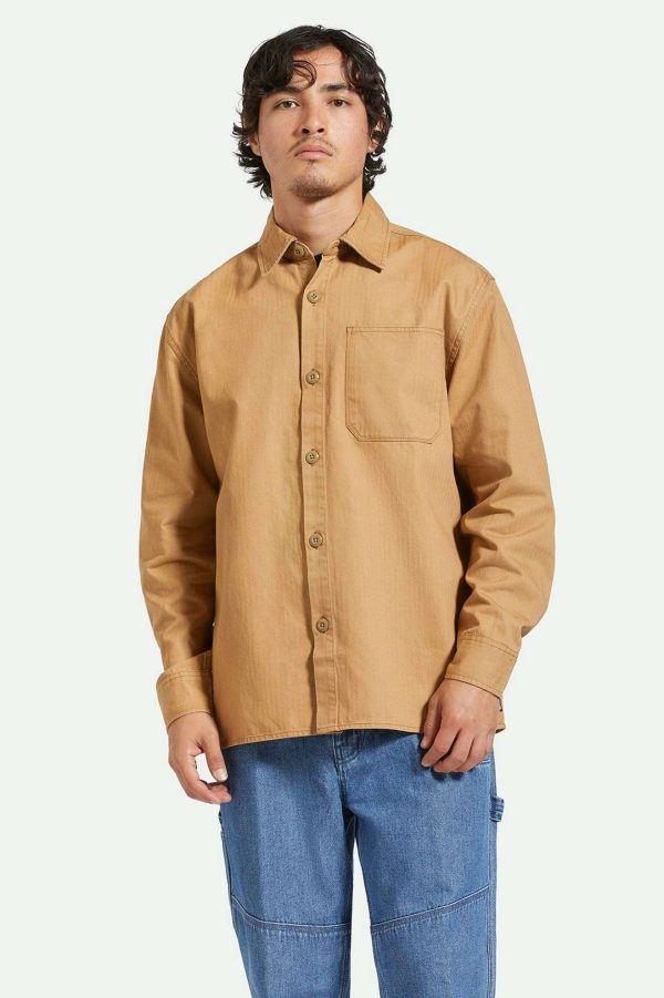 Selden L S Overshirt - Tobacco Brown Worn Wash Cheap - Image 2