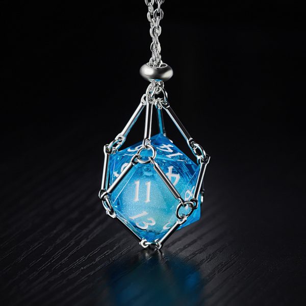 Aquamarine Liquid Core Resin Raging Sharks Amidst the Tempestuous Ocean DnD D&D Dice Set Hot on Sale - Image 2