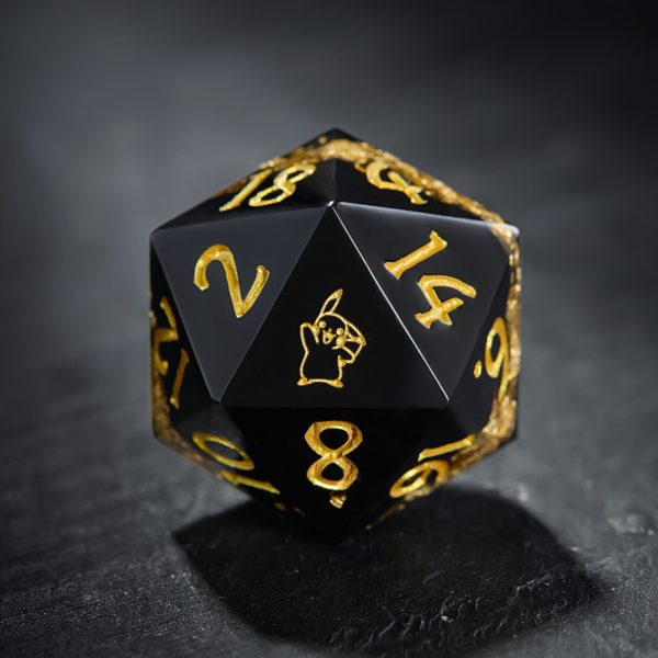Black Goldleaf Resin Pokemon Pikachu DnD D&D Dice Set on Sale