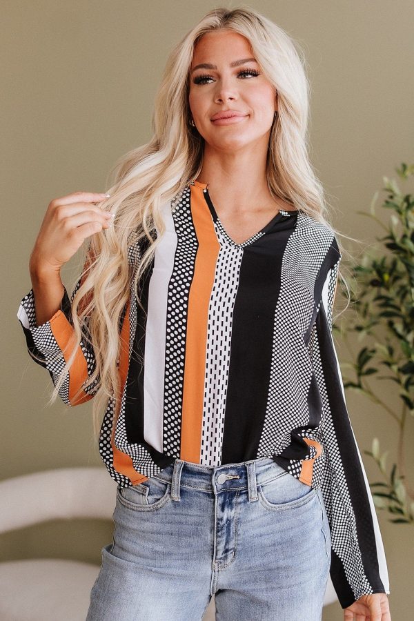 Shallen Polka Dot Notched Neck Blouse Hot on Sale - Image 3