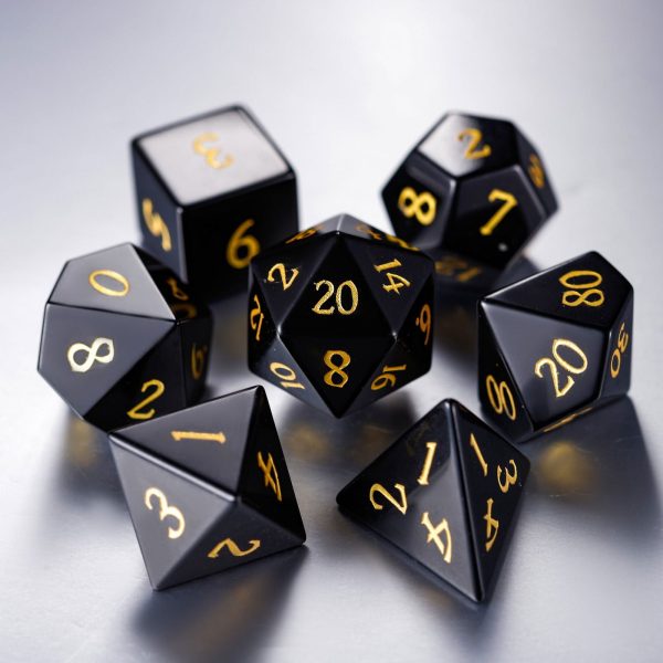 Black Obsidian Gemstone DnD D&D Set Cheap