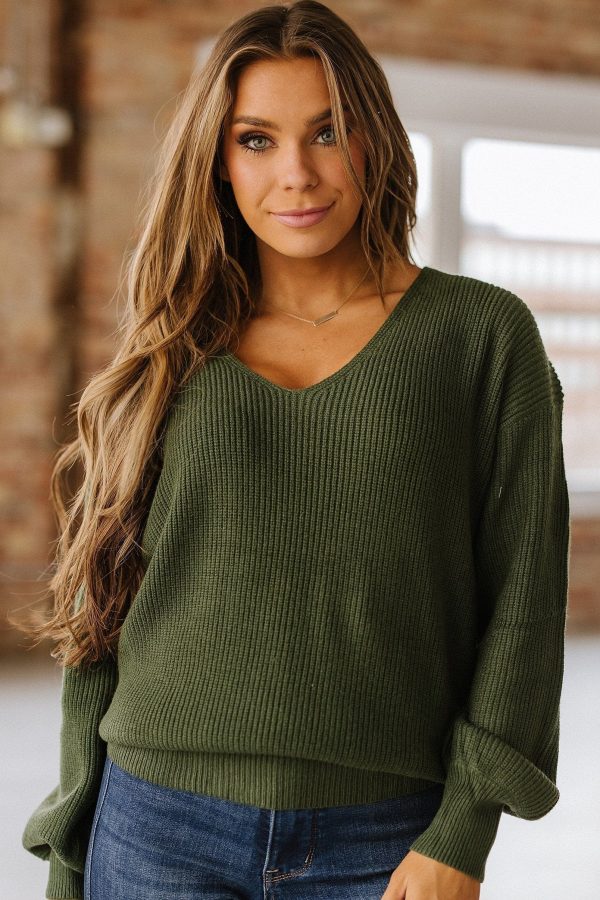 SALE - Annalise Lantern Sleeve Bow Knot Sweater For Cheap - Image 4