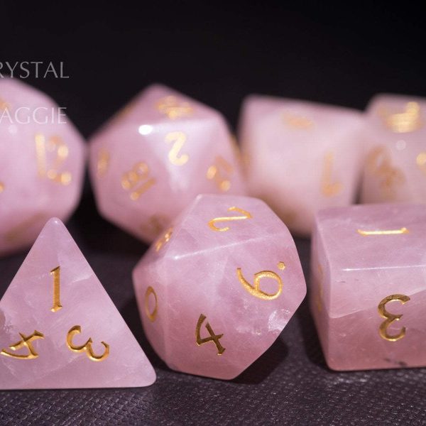Rose Quartz Gemstone DnD D&D Dice Set Online Sale