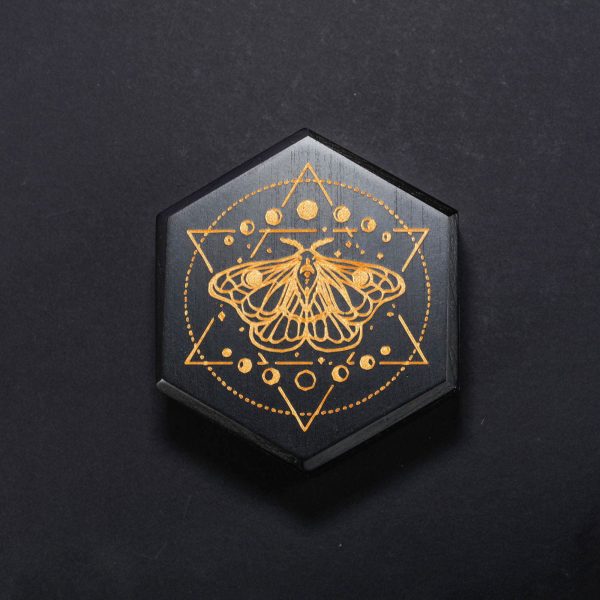 Black Wood Moth and Moon Phase Motif DnD D&D Dice Box Online Hot Sale